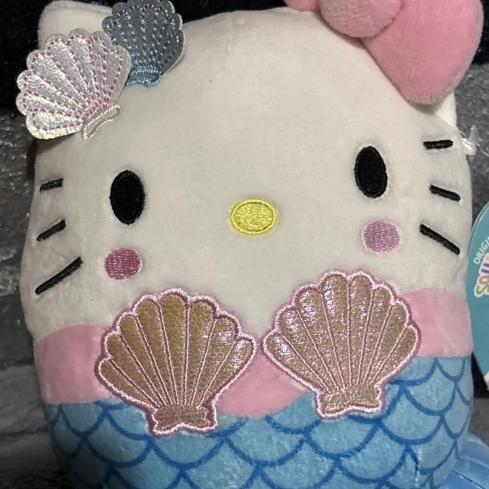 Hello Kitty Squishmallows KELLYTOY Mermaid with shells on head New
